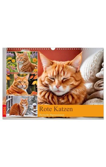 Rote Katzen (Wandkalender 2026 DIN A3 quer), CALVENDO Monatskalender