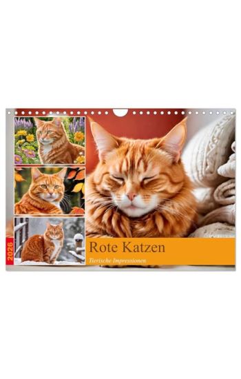 Rote Katzen (Wandkalender 2026 DIN A4 quer), CALVENDO Monatskalender
