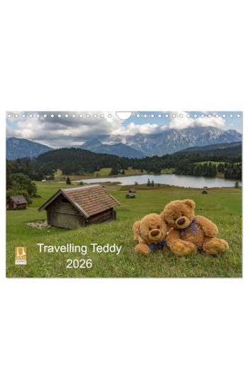 Travelling Teddy 2026 (Wandkalender 2026 DIN A4 quer), CALVENDO Monatskalender