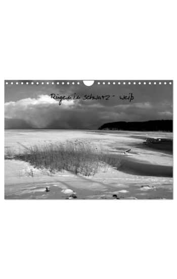 Rügen in schwarz-weiß (Wandkalender 2026 DIN A4 quer), CALVENDO Monatskalender