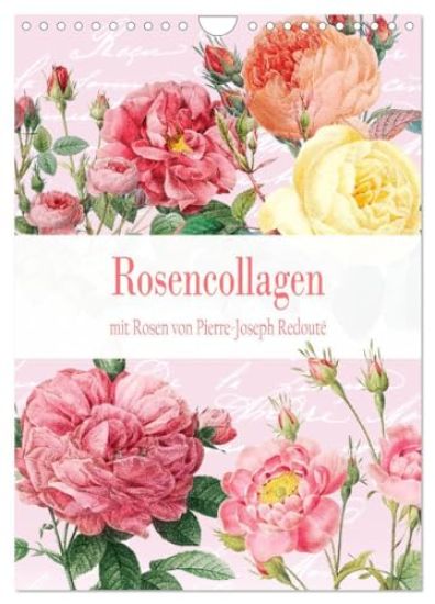 Rosencollagen mit Rosen von Pierre-Joseph Redouté (Wandkalender 2026 DIN A4 hoch), CALVENDO Monatskalender