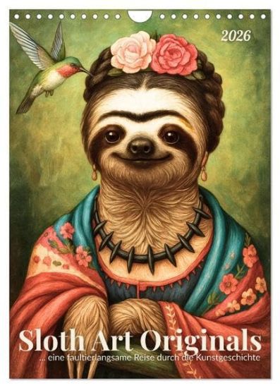 Sloth Art Originals ... eine faultierlangsame Reise durch die Kunstgeschichte (Wandkalender 2026 DIN A4 hoch), CALVENDO Monatskalender