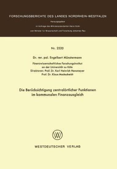Die Berücksichtigung zentralörtlicher Funktionen im kommunalen Finanzausgleich
