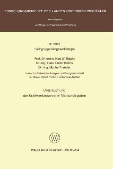 Untersuchung der Kraftwerkreserve im Verbundsystem
