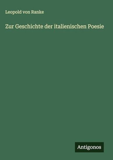 Zur Geschichte der italienischen Poesie