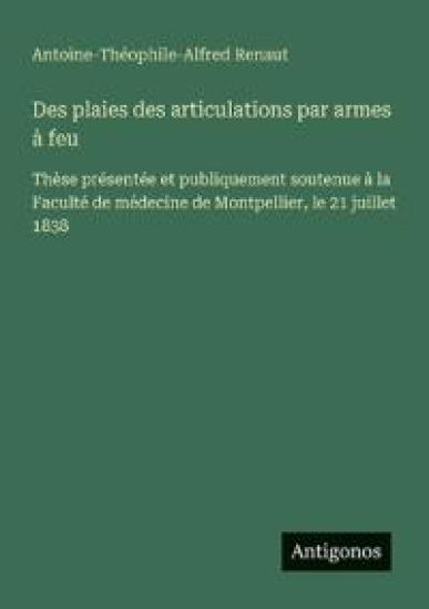 Des plaies des articulations par armes à feu