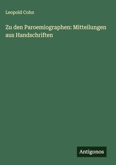 Zu den Paroemiographen