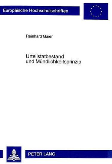 Urteilstatbestand Und Muendlichkeitsprinzip