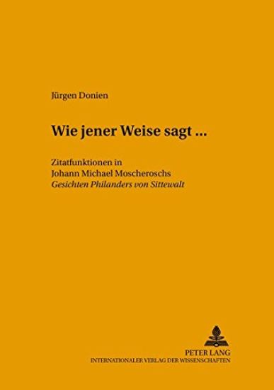 «Wie Jener Weise Sagt...»