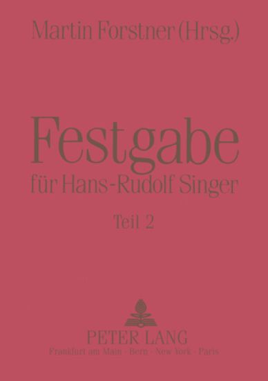 Festgabe Fuer Hans-Rudolf Singer
