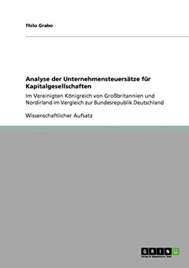 Analyse der Unternehmensteuersätze für Kapitalgesellschaften