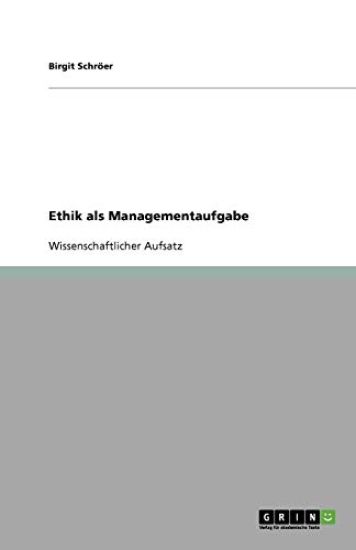 Ethik als Managementaufgabe