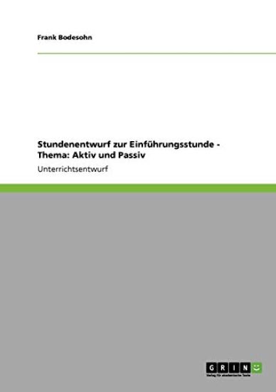 Stundenentwurf zur Einführungsstunde - Thema