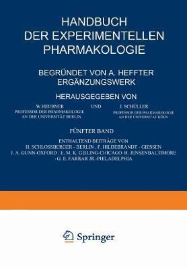 Handbuch der Experimentellen Pharmakologie — Ergänzungswerk