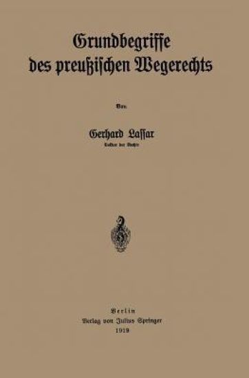 Grundbegriffe des preußischen Wegerechts