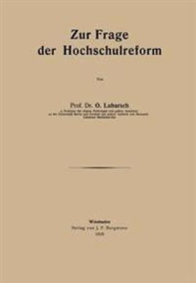 Zur Frage der Hochschulreform