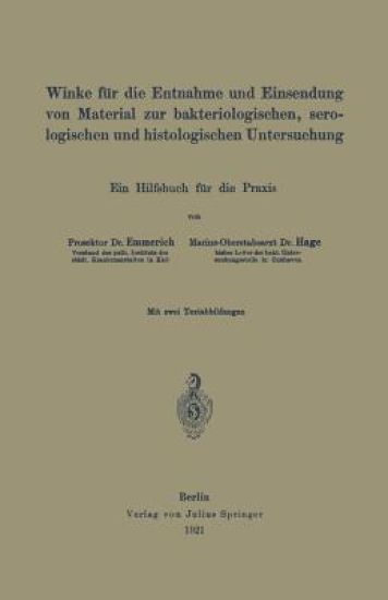 Winke für die Entnahme und Einsendung von Material zur bakteriologischen, serologischen und histologischen Untersuchung