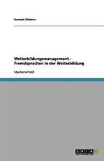 Weiterbildungsmanagement - Fremdsprachen in der Weiterbildung