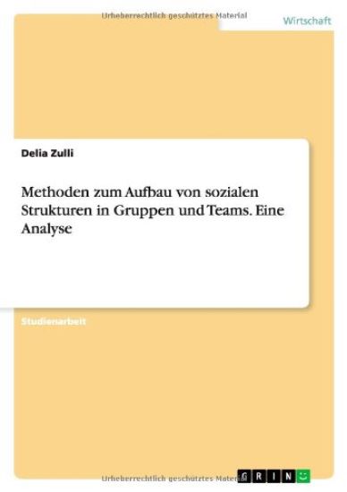 Methoden Zum Aufbau Von Sozialen Strukturen in Gruppen Und Teams. Eine Analyse