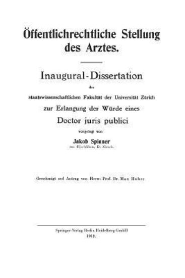 Öffentlichrechtliche Stellung des Arztes