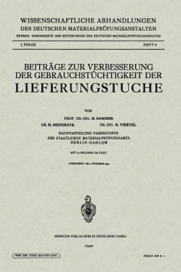 Beiträge zur Verbesserung der Gebrauchstüchtigkeit der Lieferungstuche