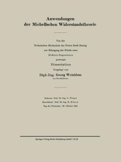 Anwendungen der Michellschen Widerstandstheorie
