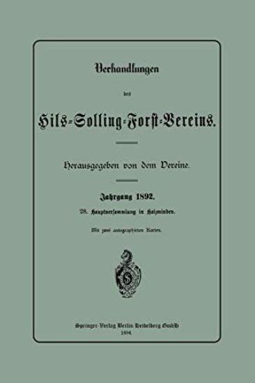 Verhandlungen des Hils-Solling-Forst-Vereins