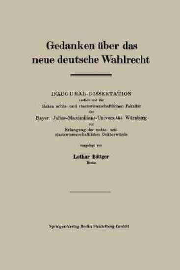 Gedanken über das neue deutsche Wahlrecht