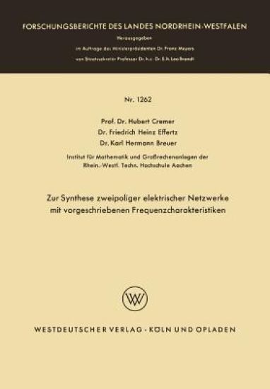 Zur Synthese zweipoliger elektrischer Netzwerke mit vorgeschriebenen Frequenzcharakteristiken