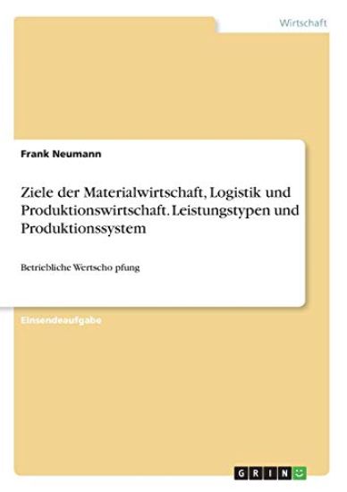 Ziele der Materialwirtschaft, Logistik und Produktionswirtschaft. Leistungstypen und Produktionssystem