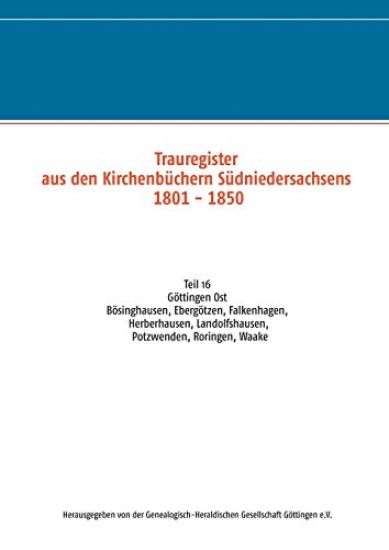 Trauregister aus den Kirchenbüchern Südniedersachsens 1801 - 1850