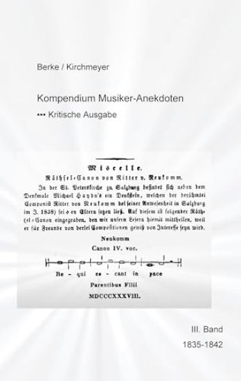 Kompendium Musiker-Anekdoten Dritter Band 1835-1842