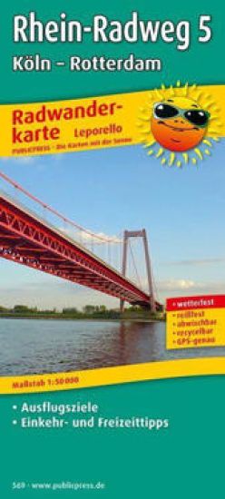 Rhine Cycle Path 5, Cologne - Rotterdam, cycle tour map 1:50,000