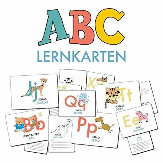 ABC-Lernkarten der Tiere, Bildkarten, Wortkarten, Flash Cards mit Groß- und Kleinbuchstaben