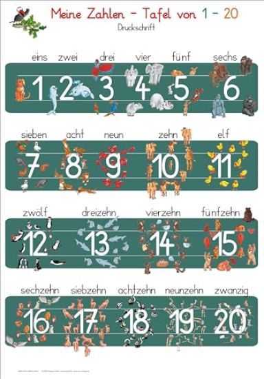Meine Zahlen-Tafel von 1-20 Druckschrift