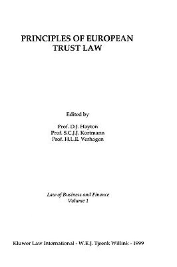 Principles of European Trust Law