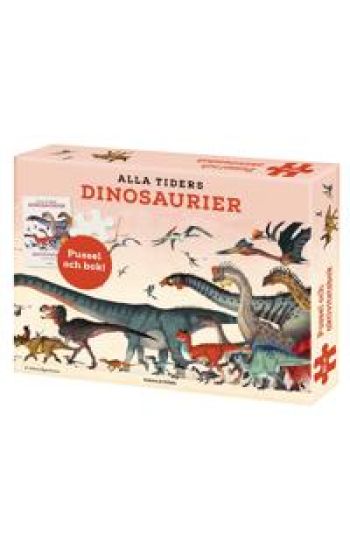 Alla tiders dinosaurier: aktivitetsbok, plansch och pussel 150 bitar