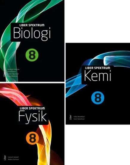 Liber Spektrum Biologi 8, Fysik 8 och Kemi 8 årskursbok