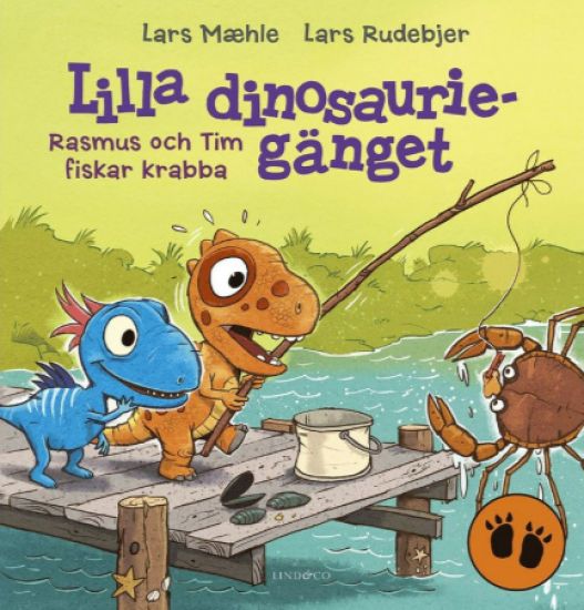 Lilla dinosauriegänget. Rasmus och Tim fiskar krabba