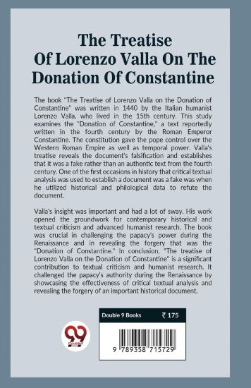 The Treatise Of Lorenzo Valla On The Donation Of Constantine