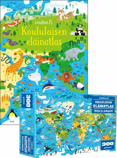 Kansikuva: Koululaisen eläinatlas - Kirja ja palapeli