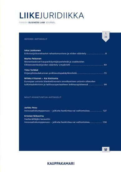 Kansikuva: Liikejuridiikka 1/2026