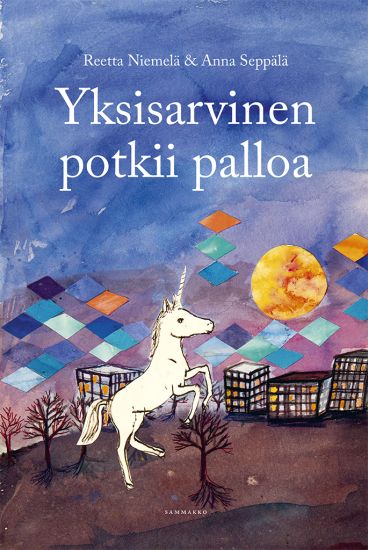Yksisarvinen potkii palloa
